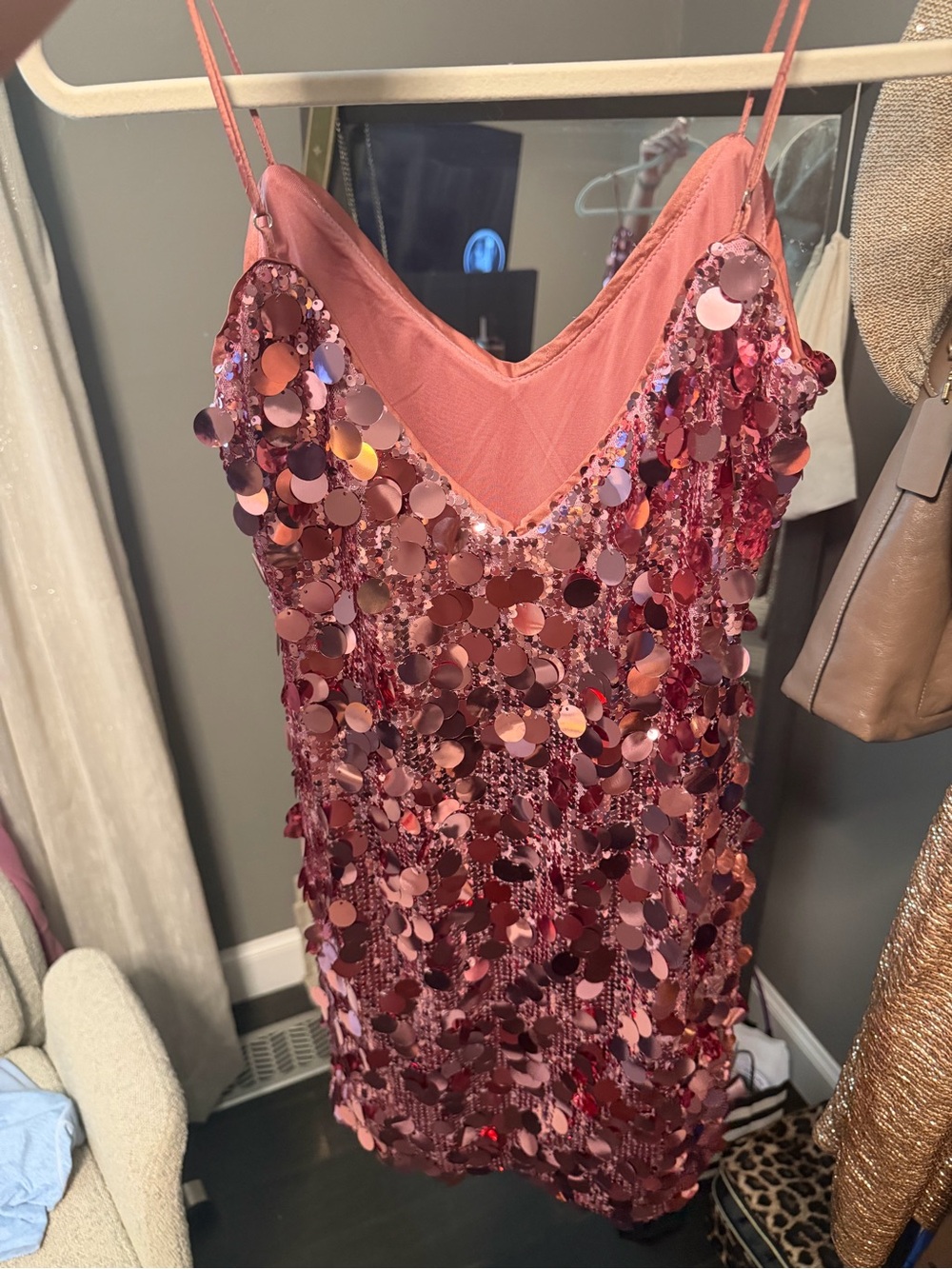 Meshki Pink Sequin Slip Dress - Picture 2 of 3